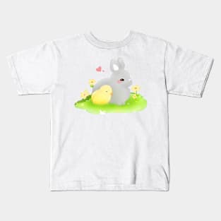 Rabbit And Baby Duck Kids T-Shirt